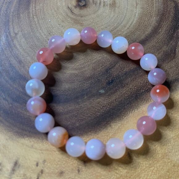 Yuan yuan Agate bracelet striped layers light rainbow colors stretch 10mm 7.5” n - Picture 8 of 10